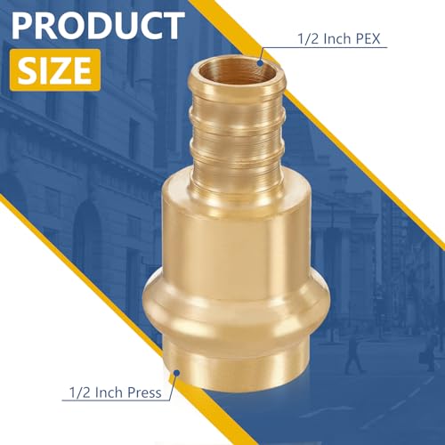 GUOFIS 12Inch PEX Copper Press Fittings12 Press X 12 PEX Crimp Coupling Adapter for Copper and Pex Pipe Connection5PackLF Brass MaterialPEX18073445Pack - Image 3