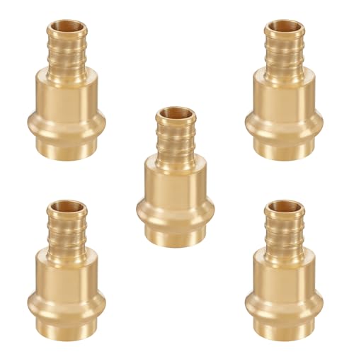 GUOFIS 12Inch PEX Copper Press Fittings12 Press X 12 PEX Crimp Coupling Adapter for Copper and Pex Pipe Connection5PackLF Brass MaterialPEX18073445Pack - Image 1