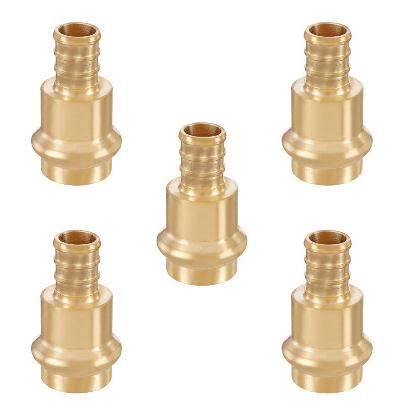 GUOFIS 12Inch PEX Copper Press Fittings12 Press X 12 PEX Crimp Coupling Adapter for Copper and Pex Pipe Connection5PackLF Brass MaterialPEX18073445Pack - Image 2