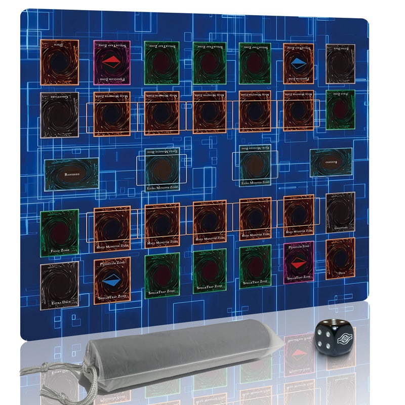 Extalas for Yugioh Playmat, 2-Player, Limited Edition Rare Dice and Free Storage Bag Master Rule Duel Field Zones, Large Card Game Mat (Basic2) - Image 1