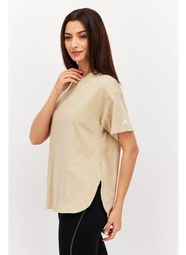 Adidas Women Sportswear Fit 2 In Short Sleeve Training Top, Beige  - Image 3