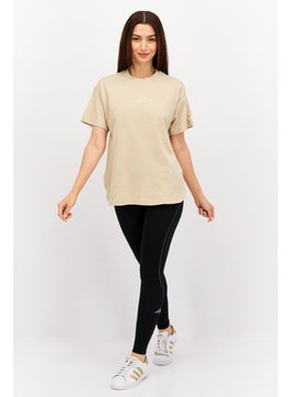 Adidas Women Sportswear Fit 2 In Short Sleeve Training Top, Beige  - Image 2