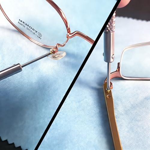 PFDHQS Gold Eyeglass Repair Kit with 18 Sizes Gold-Plated Screws, 1.4mm Precision Screwdrivers, Tweezers, Nose Pads & Cloth - Compact Eye Glass Repairing Kit for All Eyewear Types - Image 5