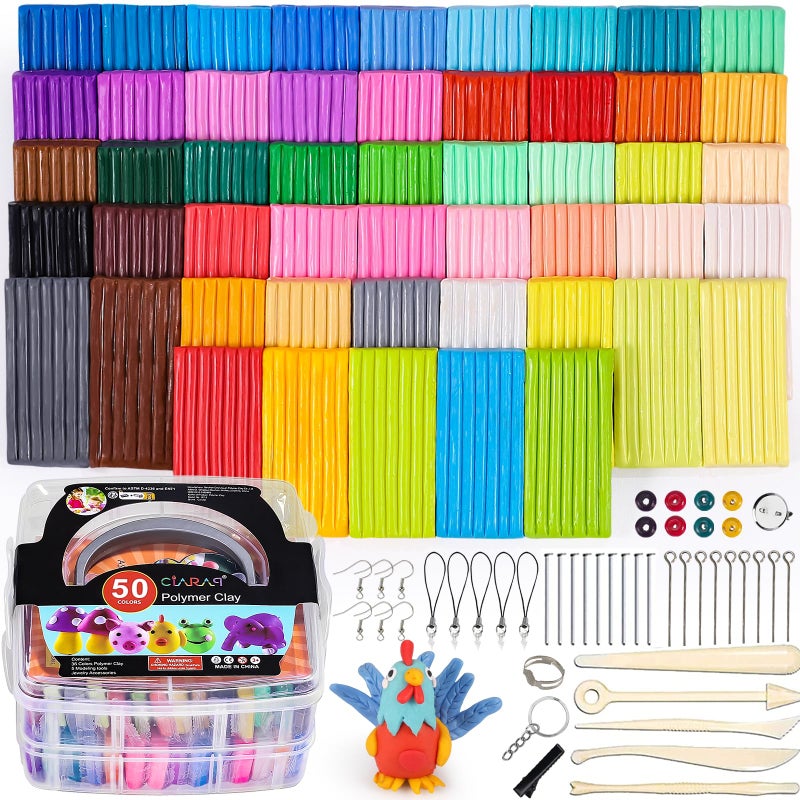 CiaraQ Polymer Clay Kit DIY Oven Bake Modeling Clay with Sculpting Tools 50 Colors 346 lb - Image 4