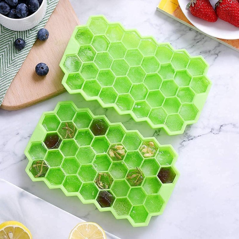 NIL JO Ice Cube Tray Silicone for Freezer Honeycomb 37 Cavity Ice Cube Flexible Tray for Freezer Chocolate Cake Maker Ice Trays for Chilled Drinks ReusablePack of 5 Multi Color - Image 2