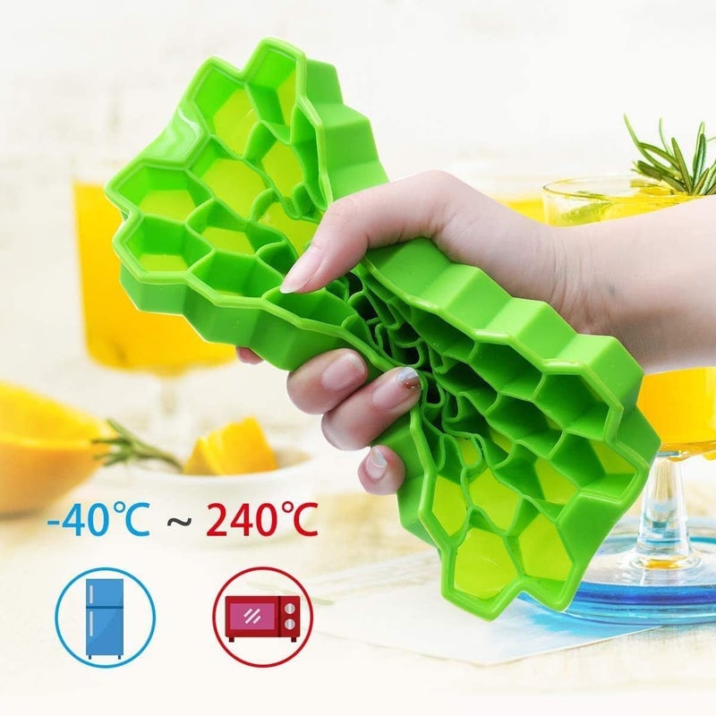 NIL JO Ice Cube Tray Silicone for Freezer Honeycomb 37 Cavity Ice Cube Flexible Tray for Freezer Chocolate Cake Maker Ice Trays for Chilled Drinks ReusablePack of 5 Multi Color - Image 5