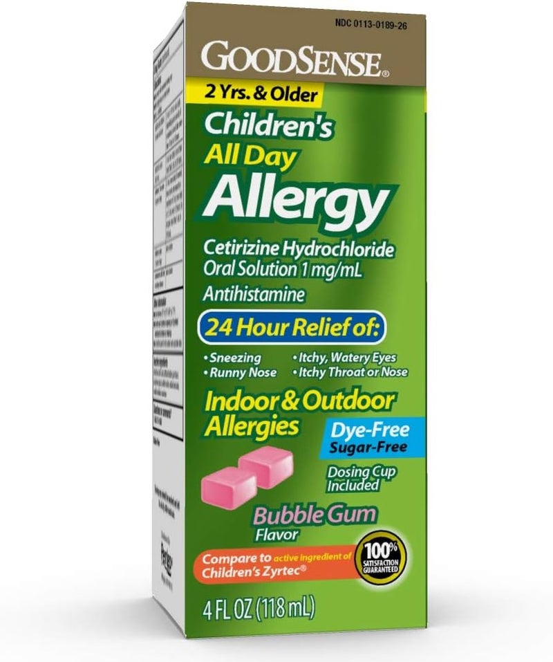 GoodSense Childrens All Day Allergy Relief Grape  Bubble Gum Flavored Antihistamine Oral Solutions 24 oz - Image 1