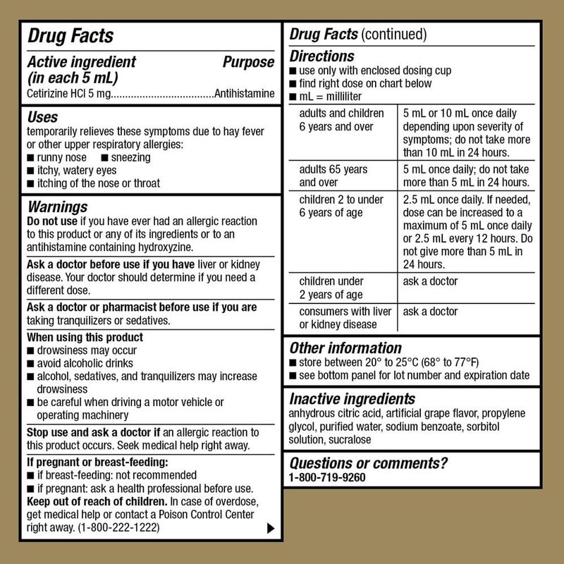 GoodSense Childrens All Day Allergy Relief Grape  Bubble Gum Flavored Antihistamine Oral Solutions 24 oz - Image 4