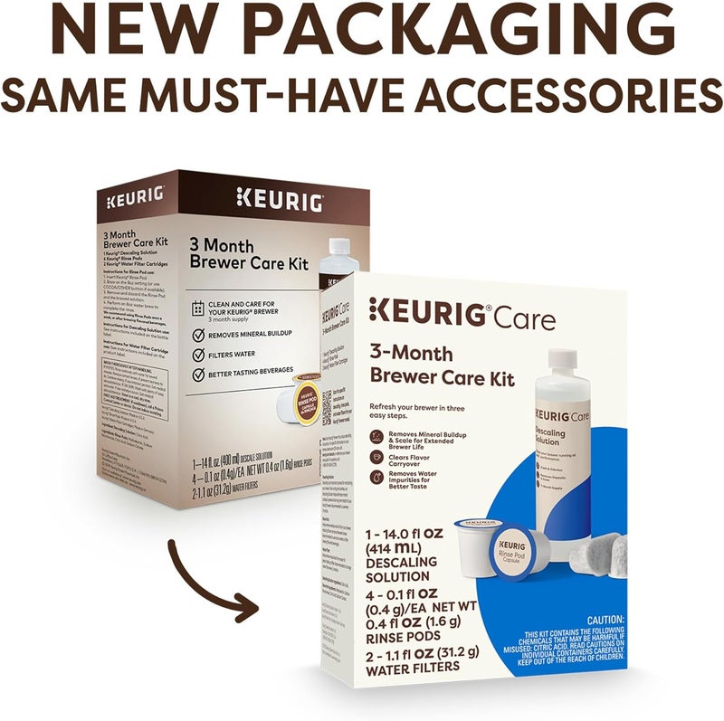Keurig 3-Month Brewer Maintenance Kit Includes Descaling Solution, Water Filter Cartridges & Rinse Pods, Compatible Classic/1.0 & 2.0 K-Cup Coffee Makers, 7 Count - Image 2