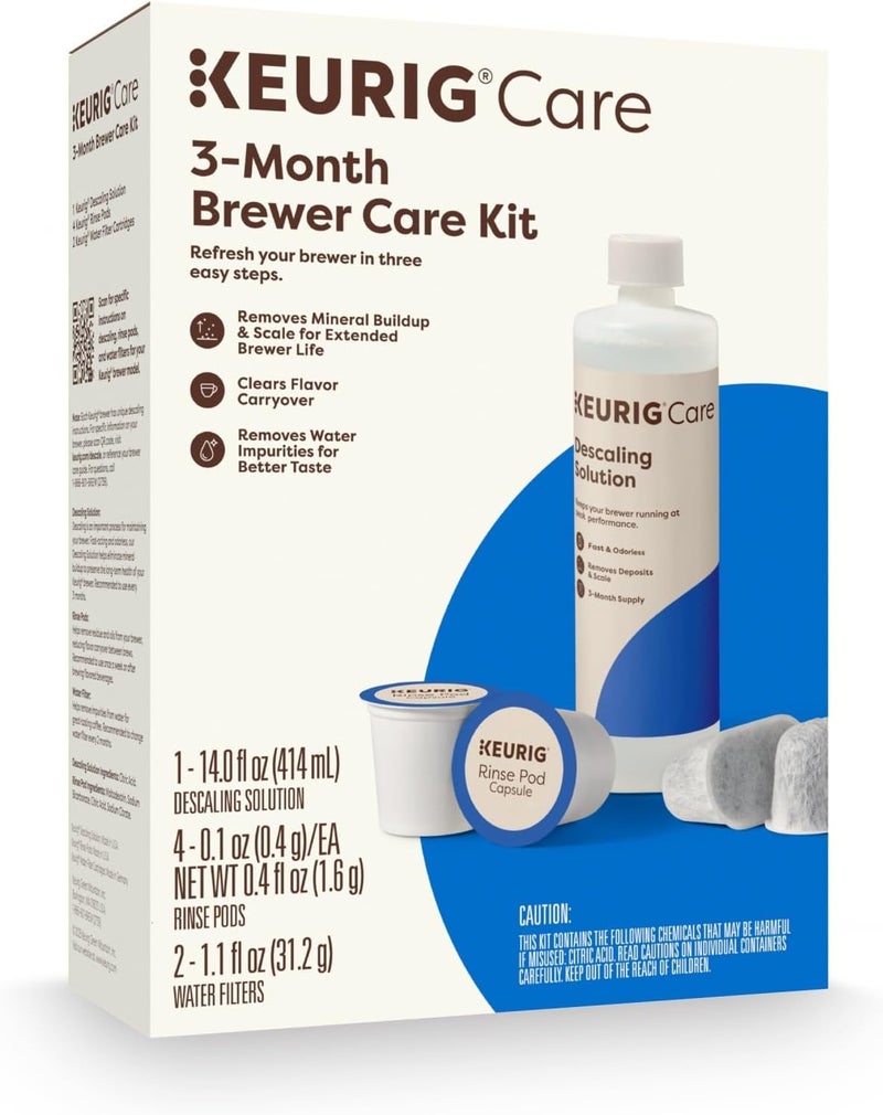 Keurig 3-Month Brewer Maintenance Kit Includes Descaling Solution, Water Filter Cartridges & Rinse Pods, Compatible Classic/1.0 & 2.0 K-Cup Coffee Makers, 7 Count - Image 1