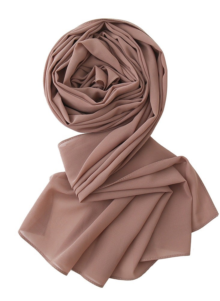 Solid Color Bubble Chiffon Scarf for Women Fashion Soft Hijab Long Scarfs Wrap Scarves  - Image 3