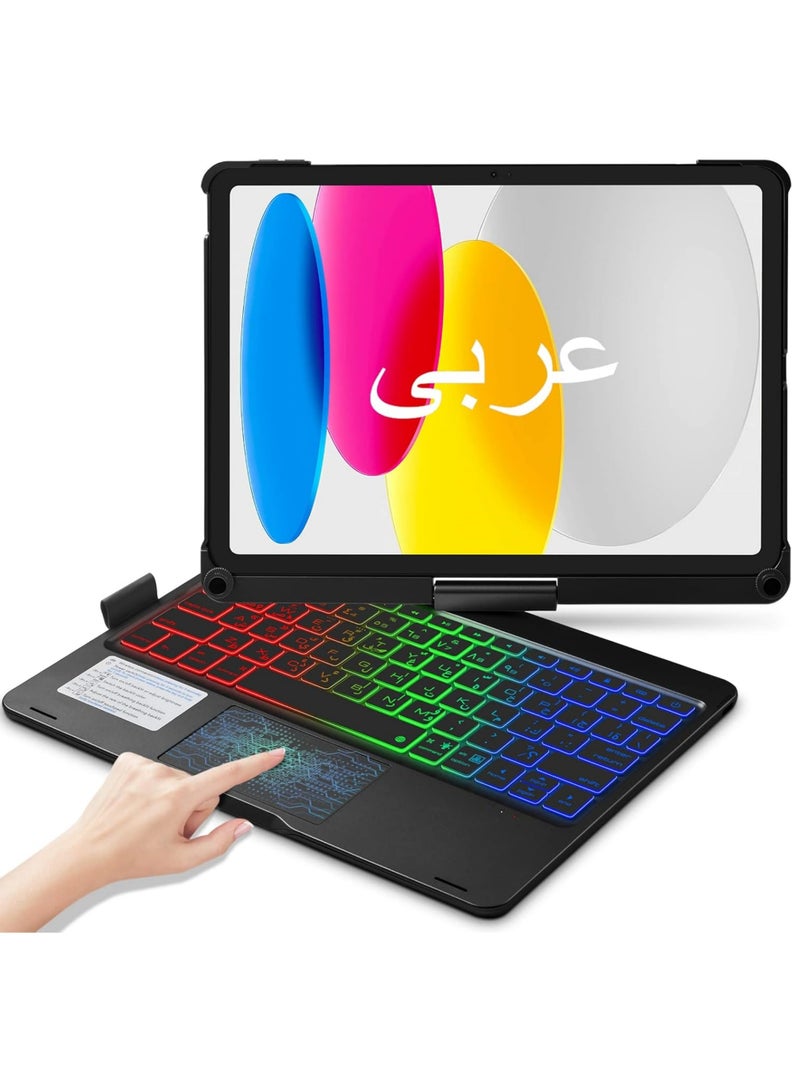 Rock Pow Arabic English Magic Keyboard Case for iPad Pro 13-inch(M5/M4, 2025/2024),iPad Air 13-inch(M3/M2, 2025/2024) & iPad Pro 12.9-inch,Touch Trackpad, 360° Rotatable, 11-Colors Backlit,Wireless Keyboard Case for iPad Pro 13inch/iPad Air 13 inch/iPad Pro 12.9 inch(2018-2023) with Pencil Slot - Image 1