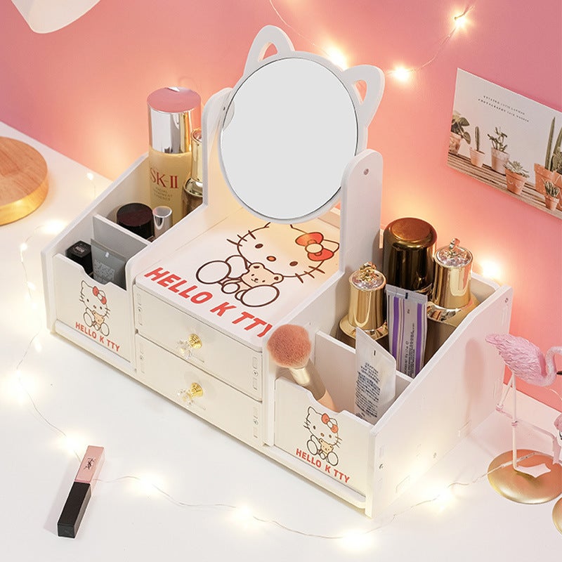 Cosmetic Mirror Girl Internet Celebrity Desktop Dressing Mirror Student Dormitory Dressing Table Simple Mirror With Cosmetic Storage Box Cabinet - Image 5