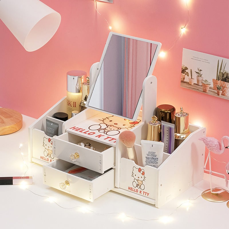 Cosmetic Mirror Girl Internet Celebrity Desktop Dressing Mirror Student Dormitory Dressing Table Simple Mirror With Cosmetic Storage Box Cabinet - Image 4