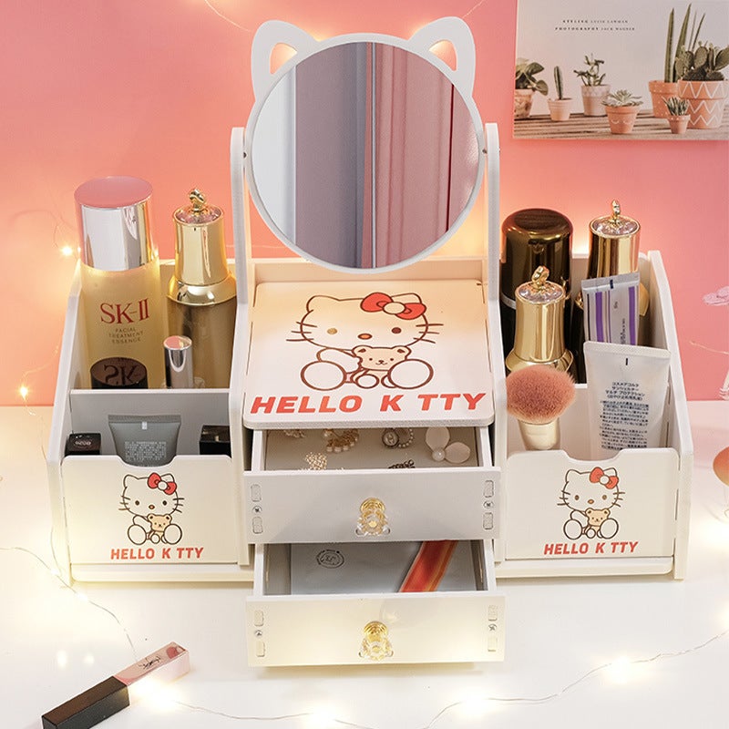 Cosmetic Mirror Girl Internet Celebrity Desktop Dressing Mirror Student Dormitory Dressing Table Simple Mirror With Cosmetic Storage Box Cabinet - Image 3