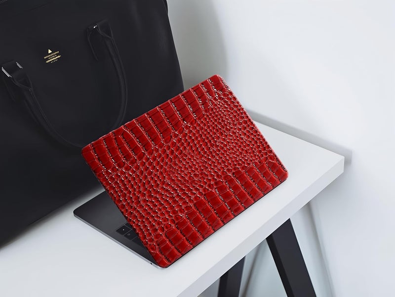 KEROM Compatible with Crocodile MacBook Air 13 inch Case 2021 2020 2019 2018 M1 A2337 A2179 A1932, Textured Elegant Luxury Aligator Skin Snakeskin PU Leather Hard Shell & Keyboard Cover, Burgandy - Image 5
