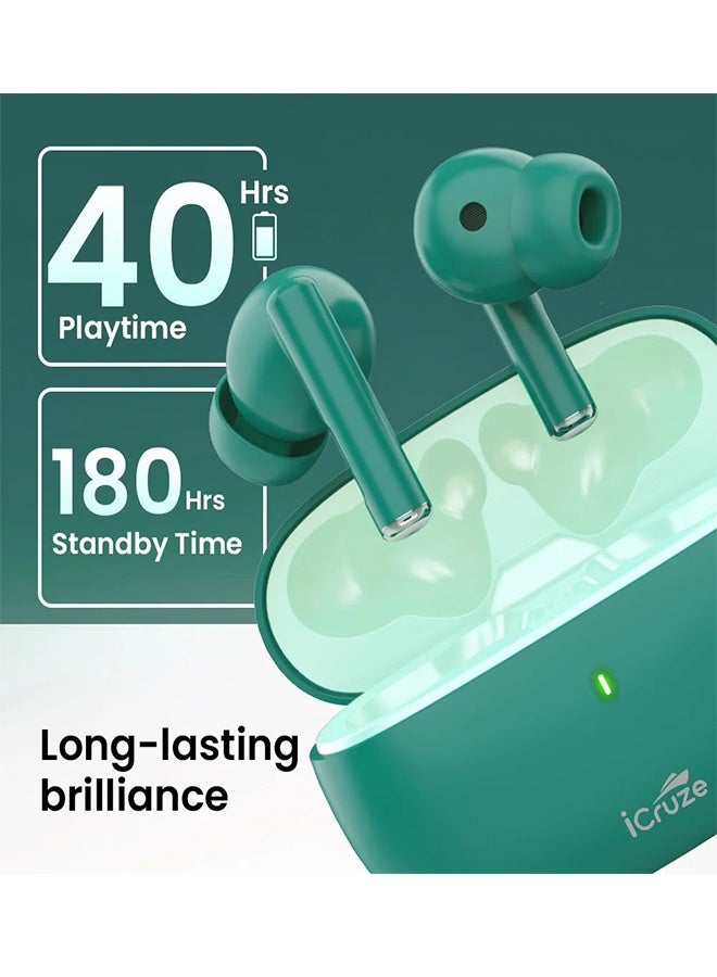 آي كروز سماعات أورا TWS - بلوتوث 5.3، تشغيل حتى 40 ساعة، عزل الضوضاء ENC، محركات 13 ملم، عزل الضوضاء، تحكم باللمس، شحن بمنفذ Type-C - Image 4