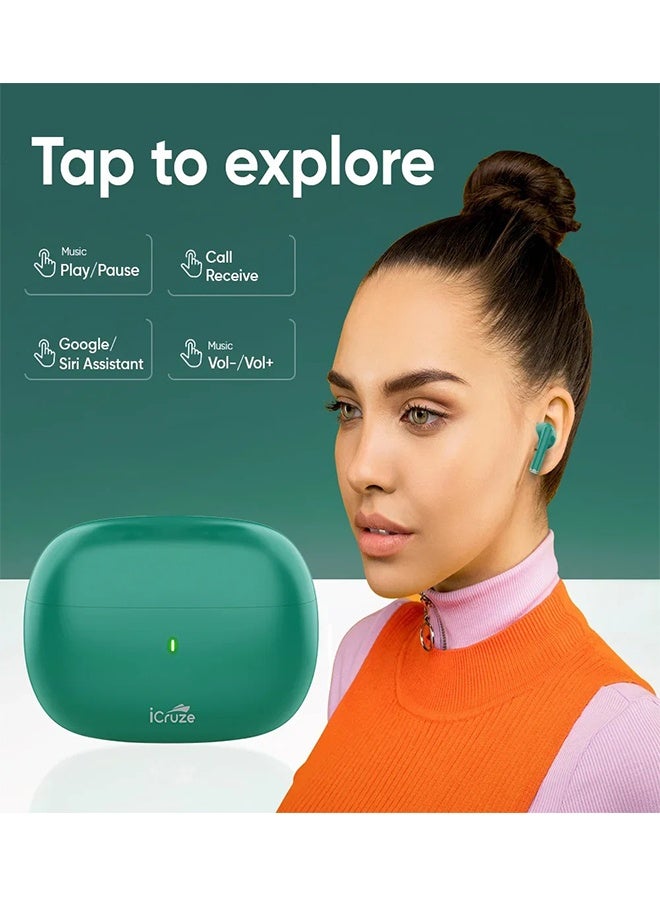 آي كروز سماعات أورا TWS - بلوتوث 5.3، تشغيل حتى 40 ساعة، عزل الضوضاء ENC، محركات 13 ملم، عزل الضوضاء، تحكم باللمس، شحن بمنفذ Type-C - Image 2