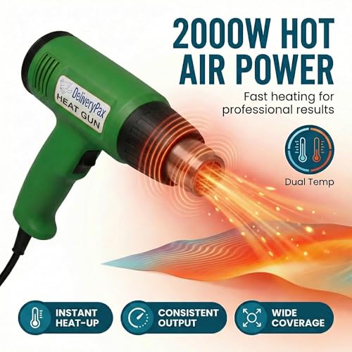 DELIVERYPAX Delivery Pax 2000W Heat Gun Machine with Shrink 10inch x 10m | Heat Gun for Shrink Wrapping | Heat Gun Machine | Hot Gun Machine for Packing| Hot Air Gun Machine for paint and sticker removal - Image 2