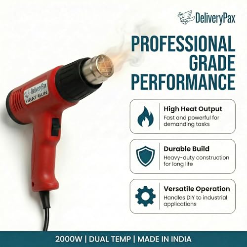 DELIVERYPAX Delivery Pax 2000W Heat Gun Machine with Shrink 10inch x 10m | Heat Gun for Shrink Wrapping | Heat Gun Machine | Hot Gun Machine for Packing| Hot Air Gun Machine for paint and sticker removal - Image 4