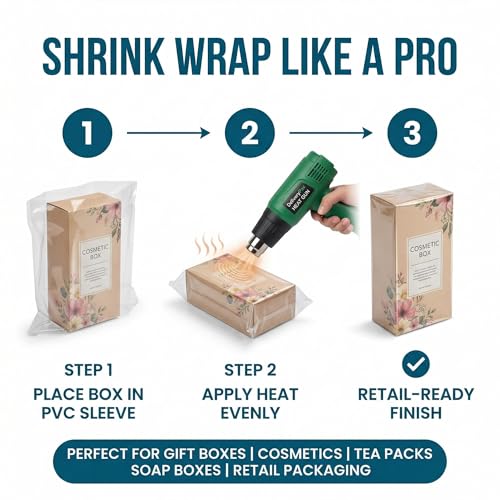 DELIVERYPAX Delivery Pax 2000W Heat Gun Machine with Shrink 10inch x 10m | Heat Gun for Shrink Wrapping | Heat Gun Machine | Hot Gun Machine for Packing| Hot Air Gun Machine for paint and sticker removal - Image 5