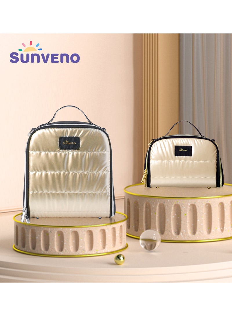 Sunveno Thermal Insulated Lunch Bag And Milk Bag - Gold Large - Image 4