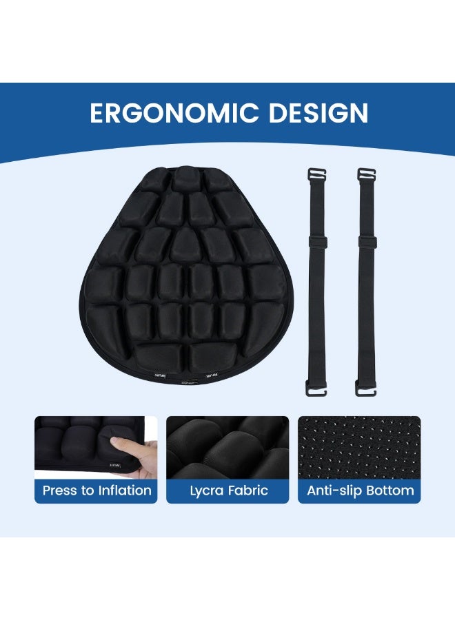 3D Motorcycle Air Seat Cushion, Pressure Relief Air Pad, Shock Absorbing Ventilation Motorcycle Air Seat Cover, Portable and Inflatable, Designed for Long Riding - Image 1