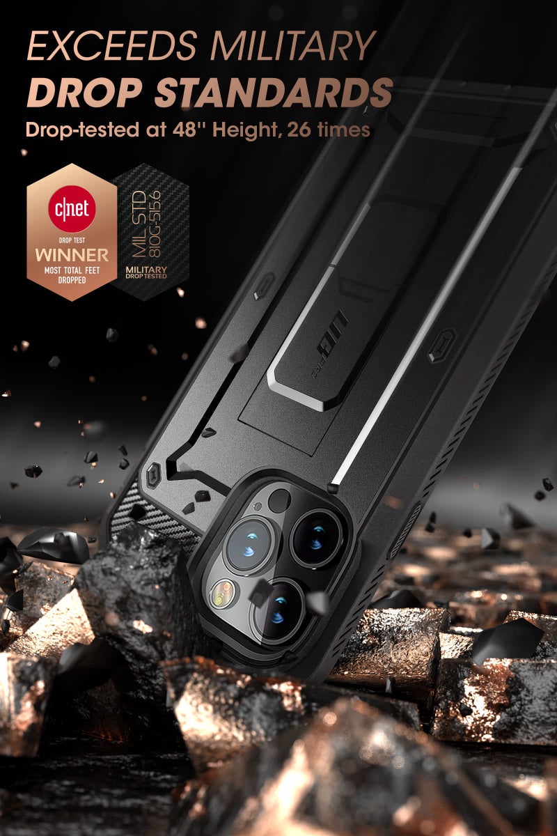 SUPCASE for iPhone 14 Pro Max Case with Screen Protector (Unicorn Beetle Pro), [Built-in Stand & Belt-Clip] Full-Body Heavy Duty Shockproof Protective Phone Case for iPhone 14 Pro Max, Black - Image 3