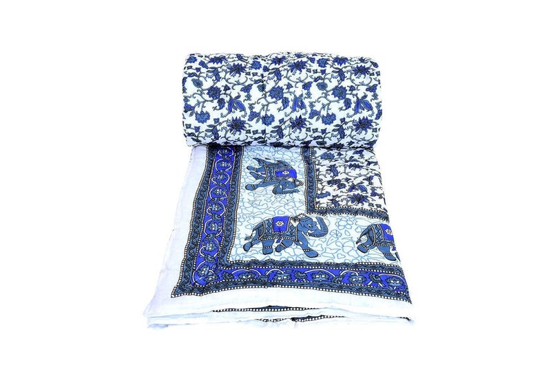 LOARSHY Pure Cotton 210 TC Floral Printed Quilt | Lightweight and Warm Jaipuri Rajasthani Double Bed Razai | Soft Razai for Winters | Beautiful Gift Item - Image 4