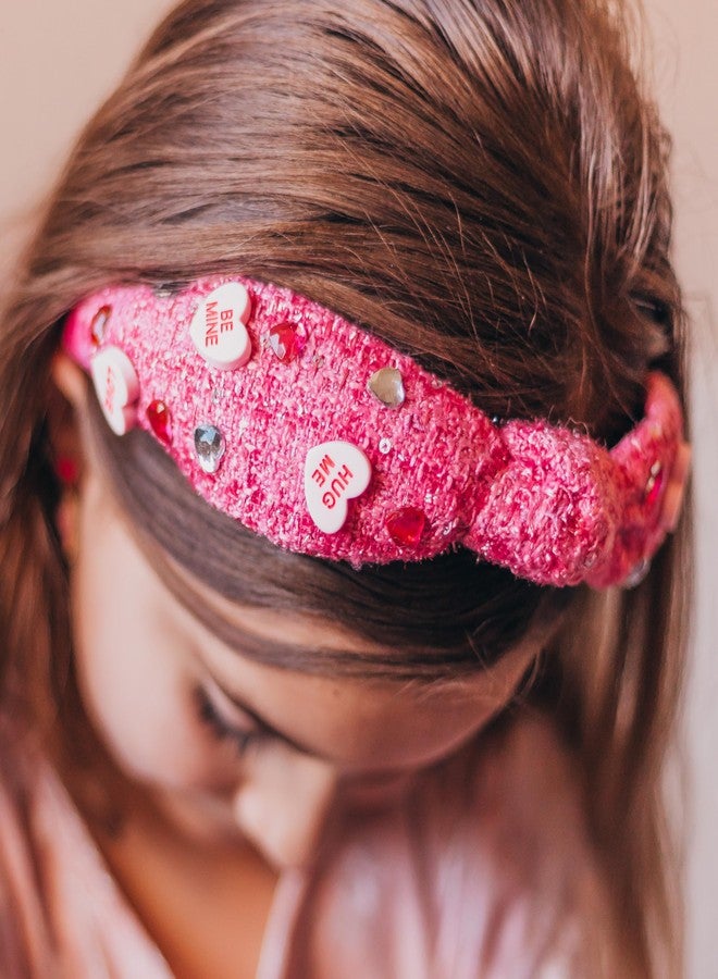 FROG SAC Top Knot Headband for Girls, Knotted Valentines Candy Headbands (Pink Candy Hearts, Kids) - Image 3