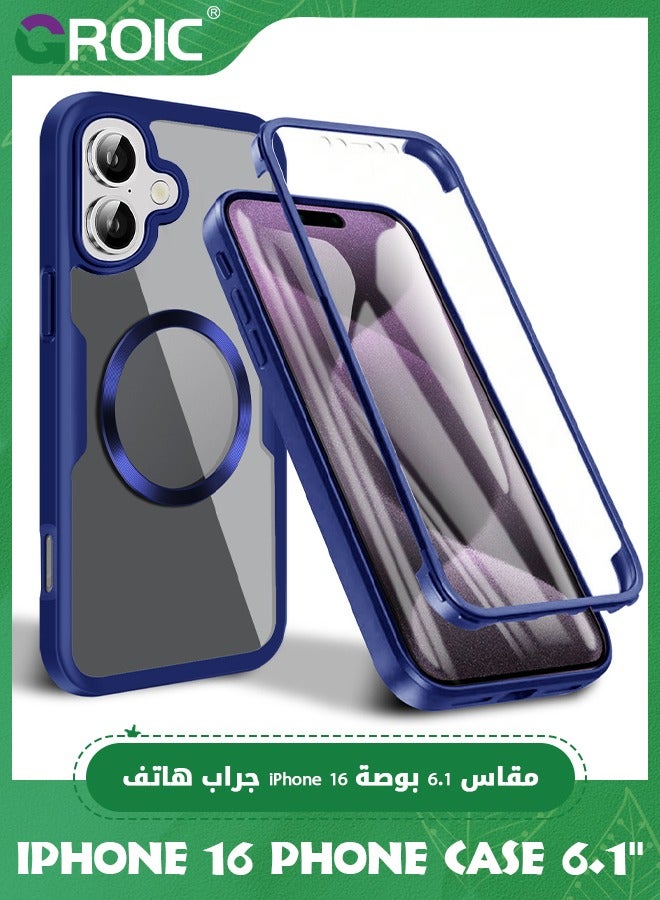 GROIC iPhone 16 Case 6.1'', Clear Shockproof Full Body Rugged iPhone 16 Phone Cover,Built-in Screen Protector Phone Shell for iPhone 16,Magnetic iPhone 16 Phone Case 6.1'' - Image 1