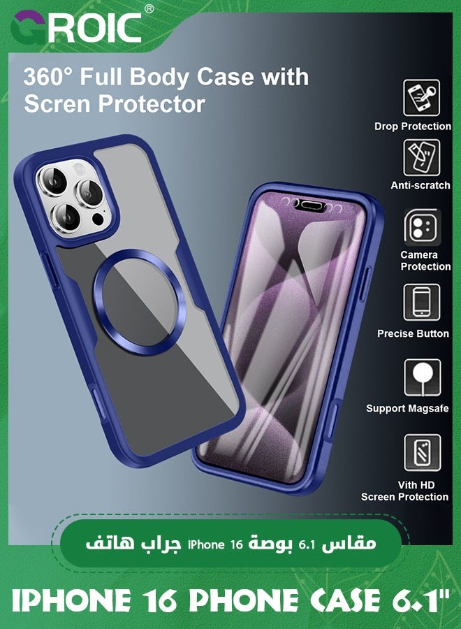 GROIC iPhone 16 Case 6.1'', Clear Shockproof Full Body Rugged iPhone 16 Phone Cover,Built-in Screen Protector Phone Shell for iPhone 16,Magnetic iPhone 16 Phone Case 6.1'' - Image 5