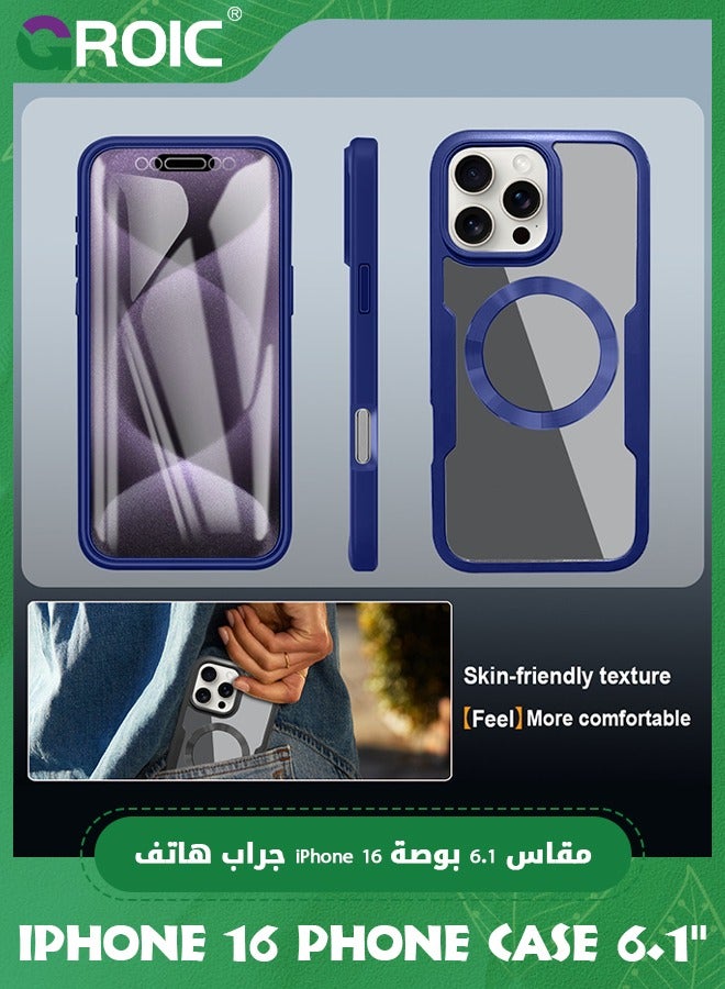 GROIC iPhone 16 Case 6.1'', Clear Shockproof Full Body Rugged iPhone 16 Phone Cover,Built-in Screen Protector Phone Shell for iPhone 16,Magnetic iPhone 16 Phone Case 6.1'' - Image 3