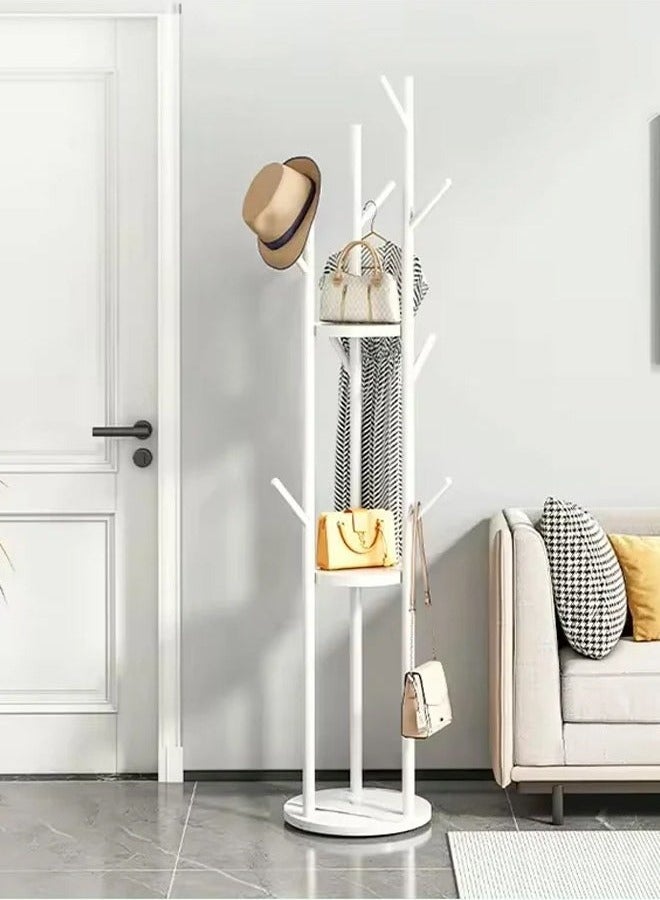 رات سو حمالة الملابس والرافوف مع تصميم حديث وأنيق المعاطف الرفوف الشفافة معاطف الشجر الرفوف لتعليق القبعات حقائب سكارفيكس المعاطف الحديث مع رفوف مزدوجة الرفوف المعاطف الرفوف، 9 هوك -اللون الأبيض  - Image 1