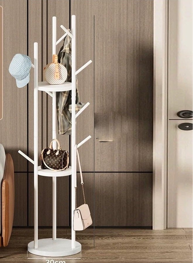 رات سو حمالة الملابس والرافوف مع تصميم حديث وأنيق المعاطف الرفوف الشفافة معاطف الشجر الرفوف لتعليق القبعات حقائب سكارفيكس المعاطف الحديث مع رفوف مزدوجة الرفوف المعاطف الرفوف، 9 هوك -اللون الأبيض  - Image 3