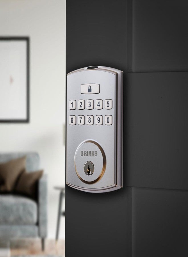 Brinks Fingerprint & Keypad Electronic Door Lock with Deadbolt, High-Security Keyless Entry Smart Lock for Front Door, Up to 50 User Codes, Automatic Locking, Satin Nickel - Image 2