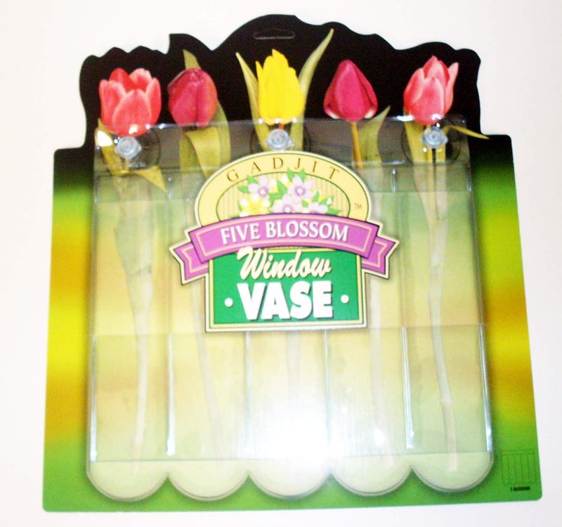 Gadjit Vinyl Window Vase 5 Blossom  Flexible Unbreakable Vinyl Plastic vases That Attach to Any Window Mirror or NonPorous Surface with Suction Cups Holds 5 Flower or Bamboo Stems - Image 2