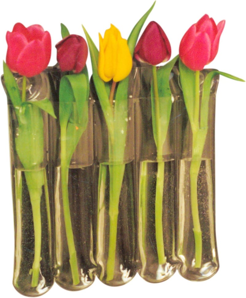 Gadjit Vinyl Window Vase 5 Blossom  Flexible Unbreakable Vinyl Plastic vases That Attach to Any Window Mirror or NonPorous Surface with Suction Cups Holds 5 Flower or Bamboo Stems - Image 1