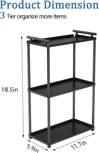 VOTZAAQ 3 Tier Bathroom Organizer Countertop Stainless Steel Perfume Tray and Vanity Countertop Shelf Makeup Skin Care Bathroom Organizers and Storage for Dresser Kitchen Matte Black - Image 3