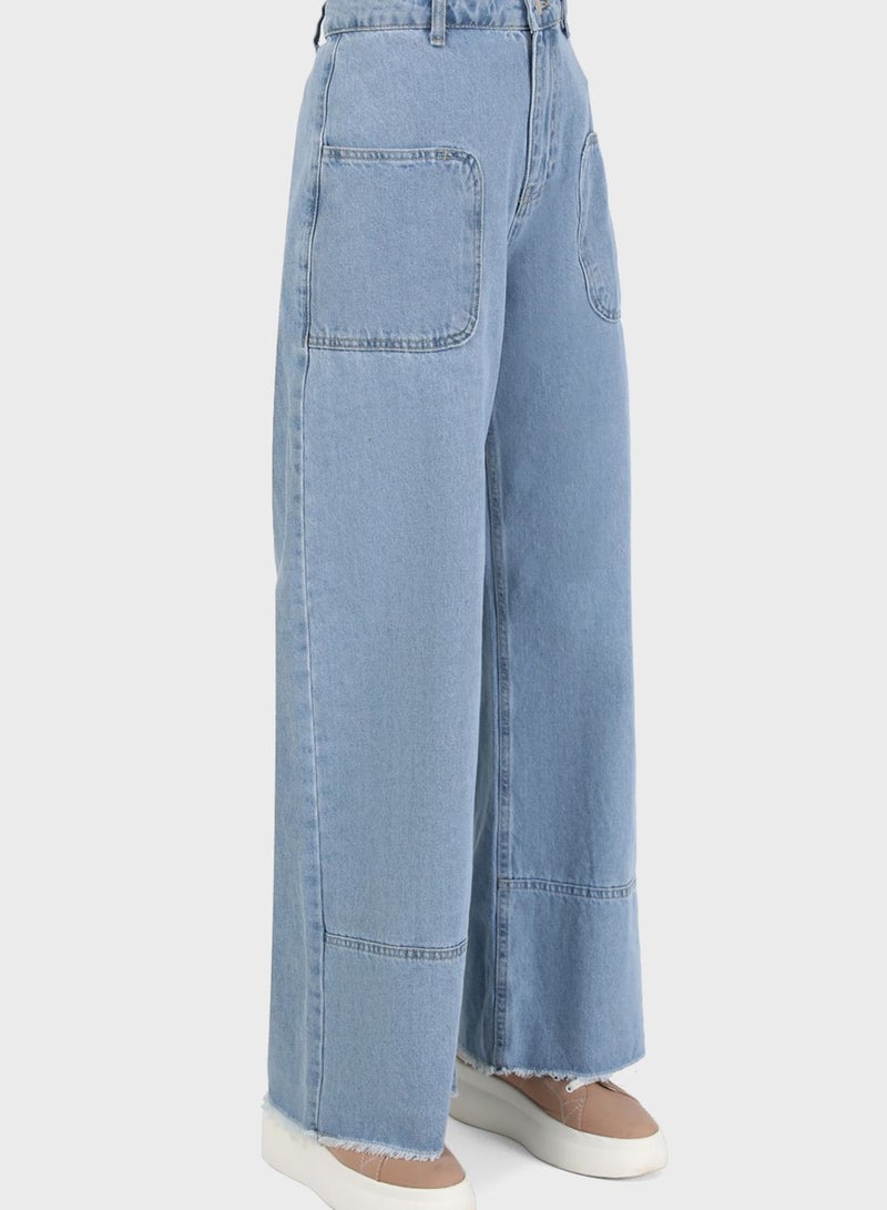 Benin by modanisa Denim Pocket Detail Pants - Image 1