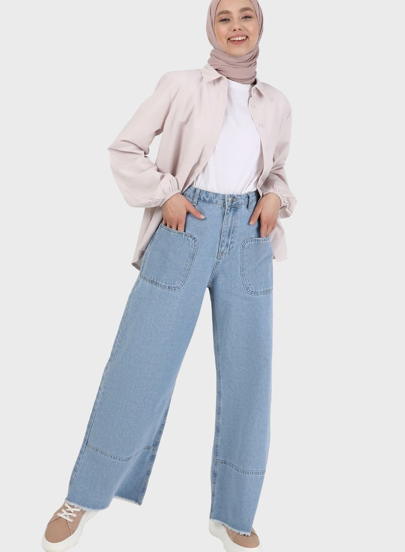 Benin by modanisa Denim Pocket Detail Pants - Image 4