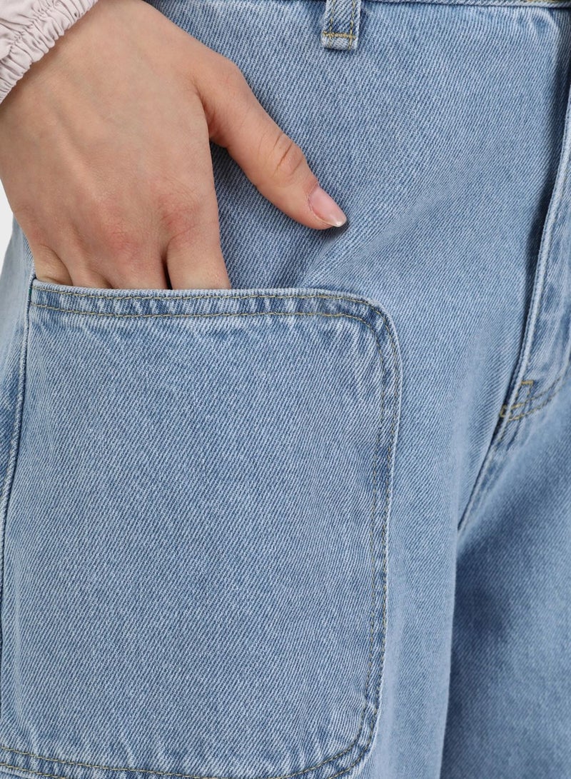 Benin by modanisa Denim Pocket Detail Pants - Image 3