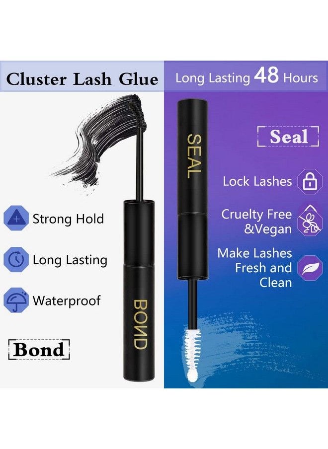 Obeyalash - Lash Bond And Seal For Lash Clusters Strong Hold Eyelash Bond And Seal Lash Glue Long Lasting 48H Lash Cluster Glue For Diy Lash Extension Individual Lashes 2In1(5Ml Black Glue+5Ml Clear Seal) - Image 1