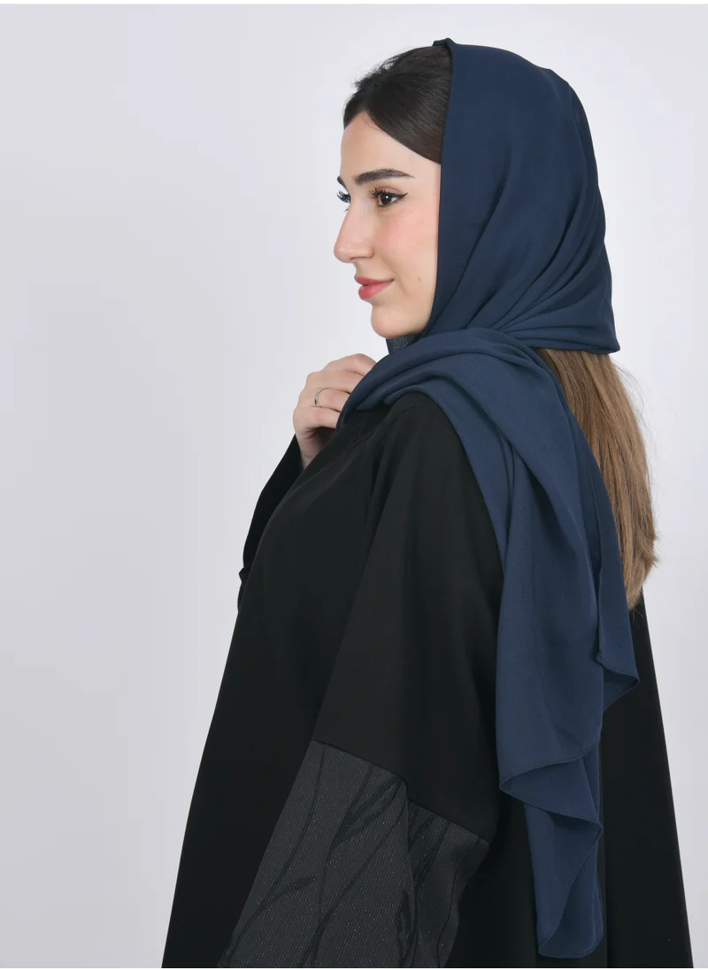 HAWRAA ABAYA Navy silk veil