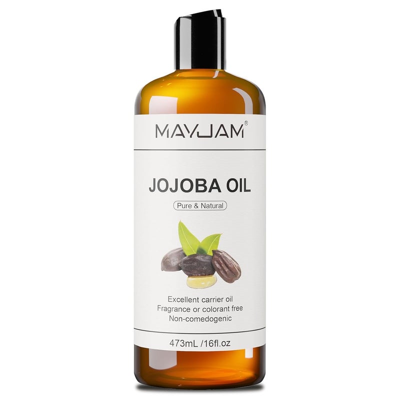 Organic Jojoba Carrier Oil for Skin Pure Jojoba Oil 16 flozCold Pressed Unrefined Natural Jojoba Oil for HairFace BodyEar StretchNailsDeeply Moisturizing for Essential Oils Mixing