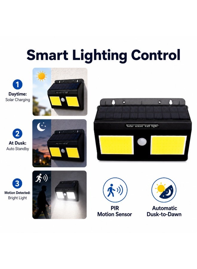 Roska 20W Solar LED Wall Light Outdoor Motion Sensor Security Lamp With Dual COB Panels Wide Beam Angle Waterproof IP65 Backyard and Patio Lighting - Image 3