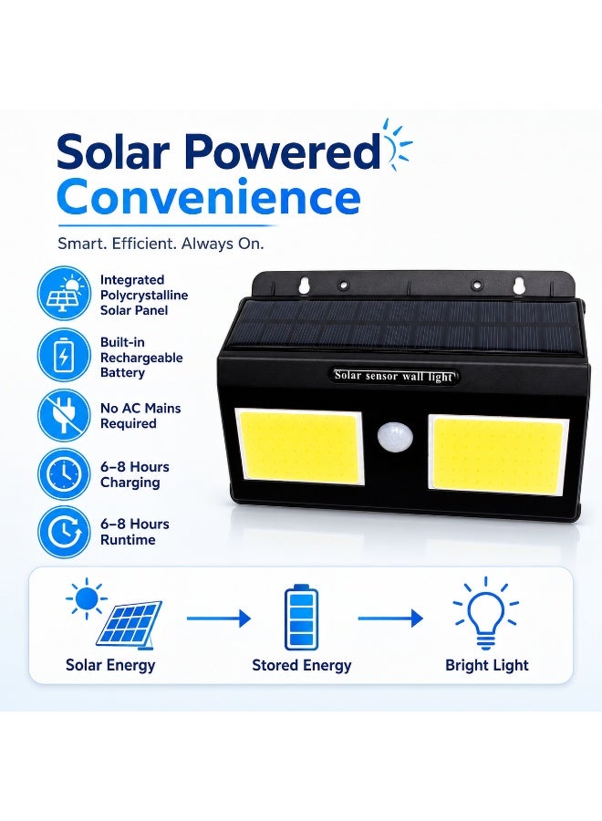 Roska 20W Solar LED Wall Light Outdoor Motion Sensor Security Lamp With Dual COB Panels Wide Beam Angle Waterproof IP65 Backyard and Patio Lighting - Image 4