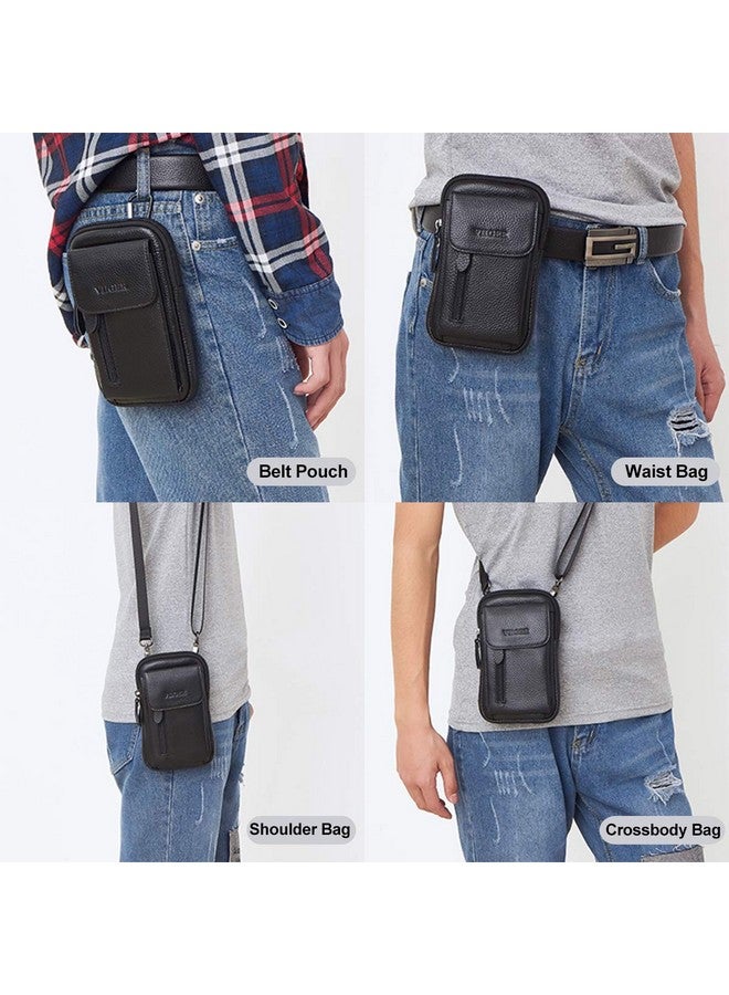 VIIGER VIIGER Leather Cell Phone Shoulder Holster Compatible with iPhone 16 Pro Max 15 Pro Max Galaxy S24 Ultra Large Multi-Pocket Crossbody Phone Bag Smartphone Pouch with Belt Loop Clip for Women, Black  - Image 3
