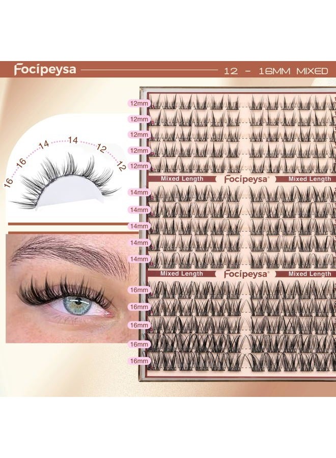 Focipeysa Fairy Eyelash Extension Kit with Lash Bond Seal Wispy Lash Clusters Kit Natural Look Lash Extensions 10-16mm Clusters Eyelashes Extensions Wispy Lash DIY Salon Effect Lash Extension - Image 5