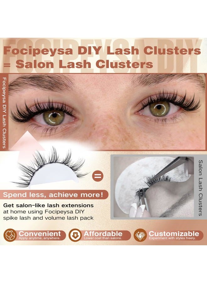 Focipeysa Fairy Eyelash Extension Kit with Lash Bond Seal Wispy Lash Clusters Kit Natural Look Lash Extensions 10-16mm Clusters Eyelashes Extensions Wispy Lash DIY Salon Effect Lash Extension - Image 3
